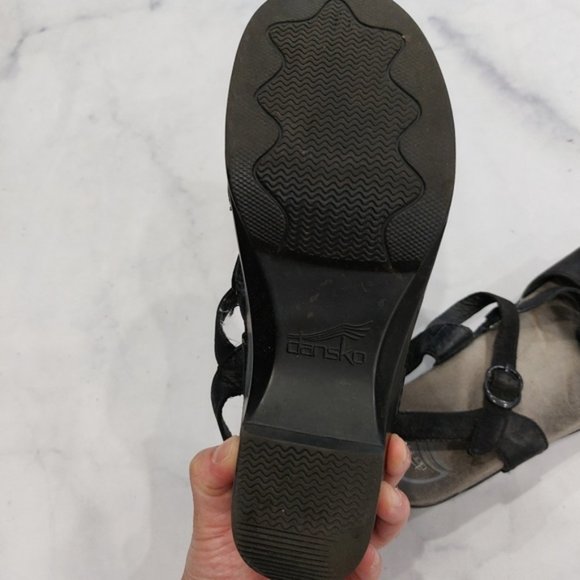 Dansko Sandi Leather Open Toe Stap On Sandals Black - Picture 4 of 5